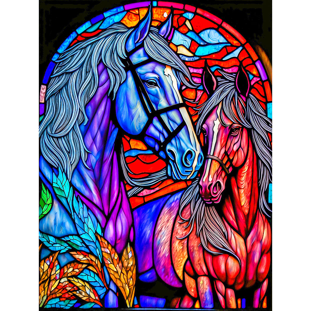 Horse Glass Painting - Full Round Drill Diamond Painting 30*40CM