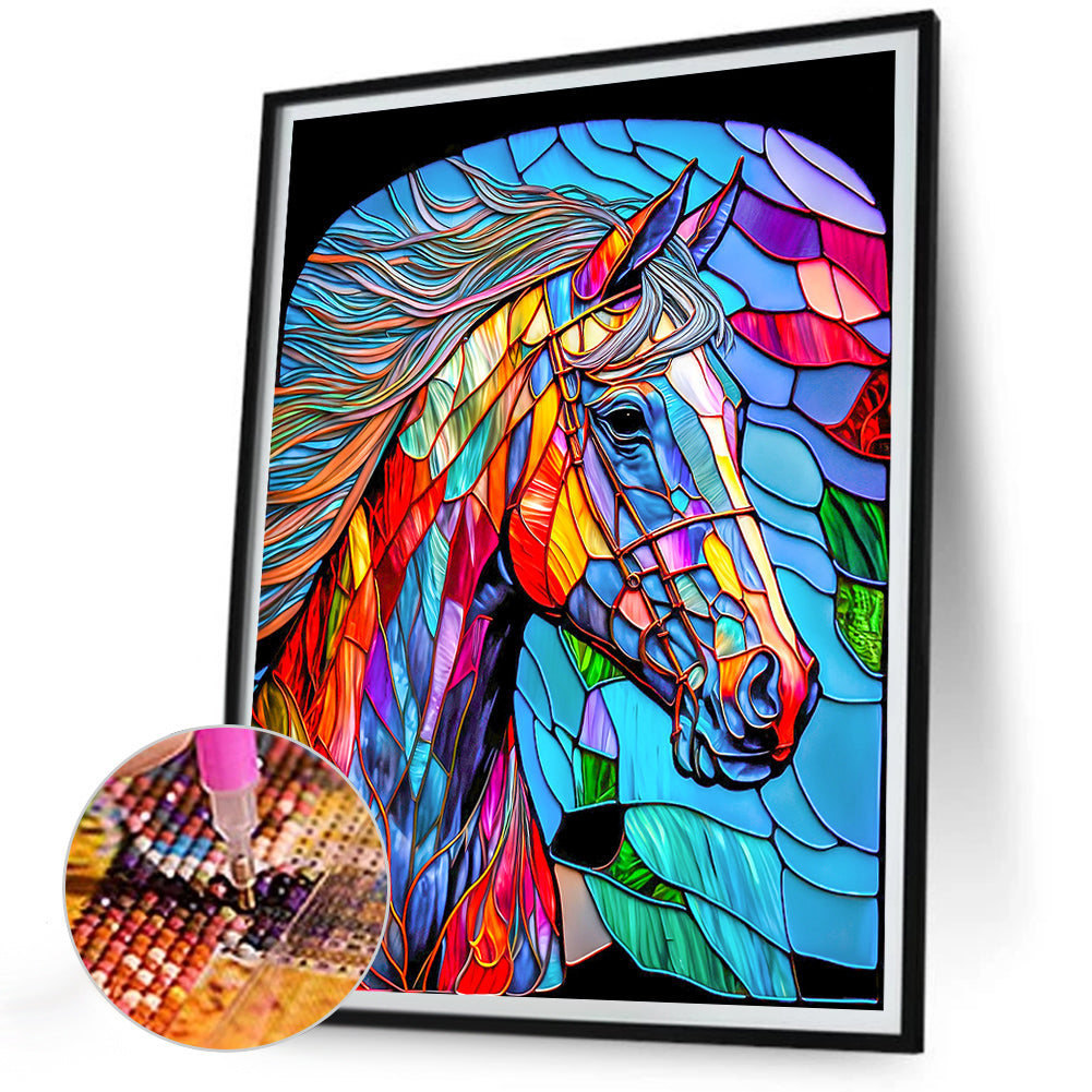 Horse Glass Painting - Full Round Drill Diamond Painting 30*40CM