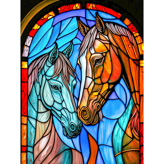 Horse Glass Painting - Full Round Drill Diamond Painting 30*40CM