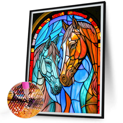 Horse Glass Painting - Full Round Drill Diamond Painting 30*40CM