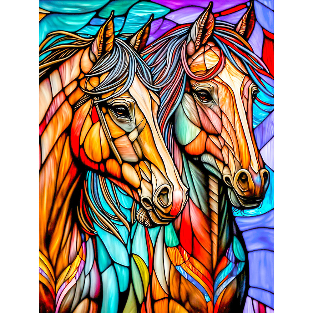 Horse Glass Painting - Full Round Drill Diamond Painting 30*40CM