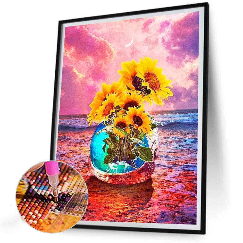 Sunflower And Space Hat - Full Round Drill Diamond Painting 30*40CM