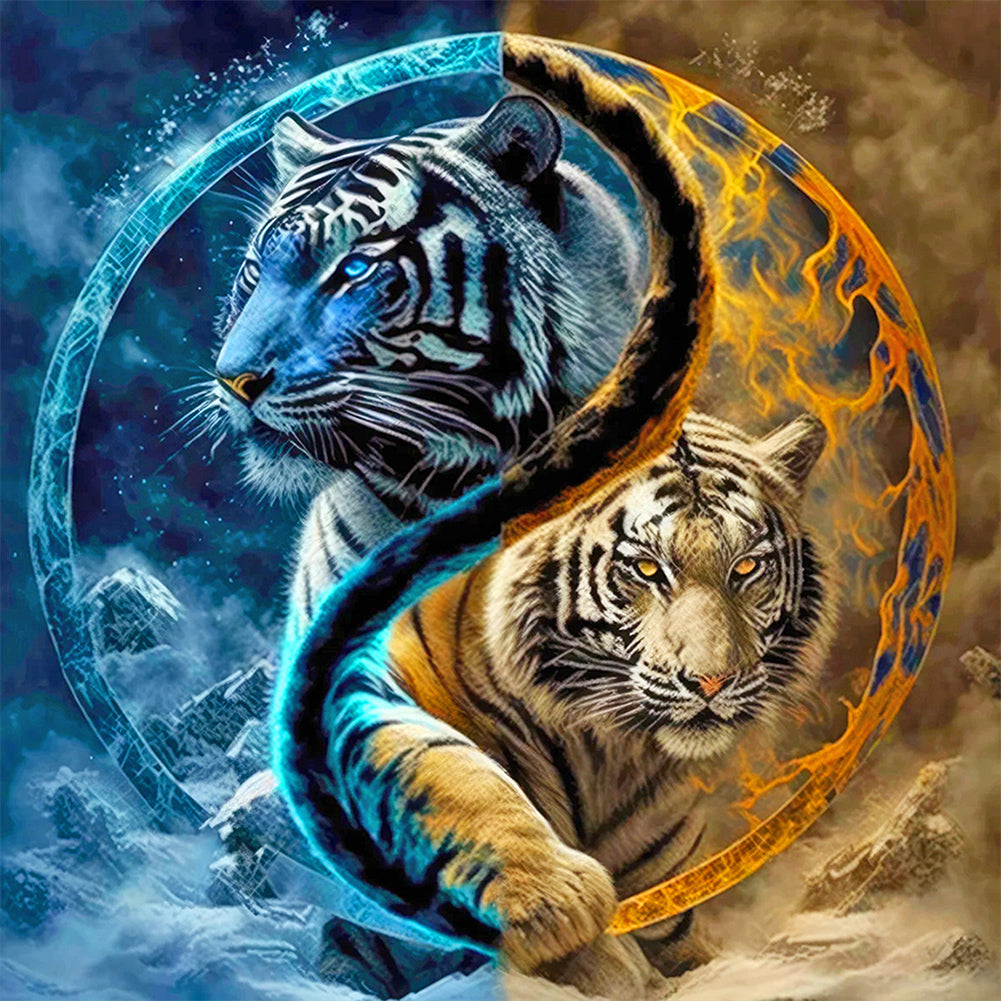 Yin-Yang Tigers Stepping Forward - Full Round Drill Diamond Painting 40*40CM