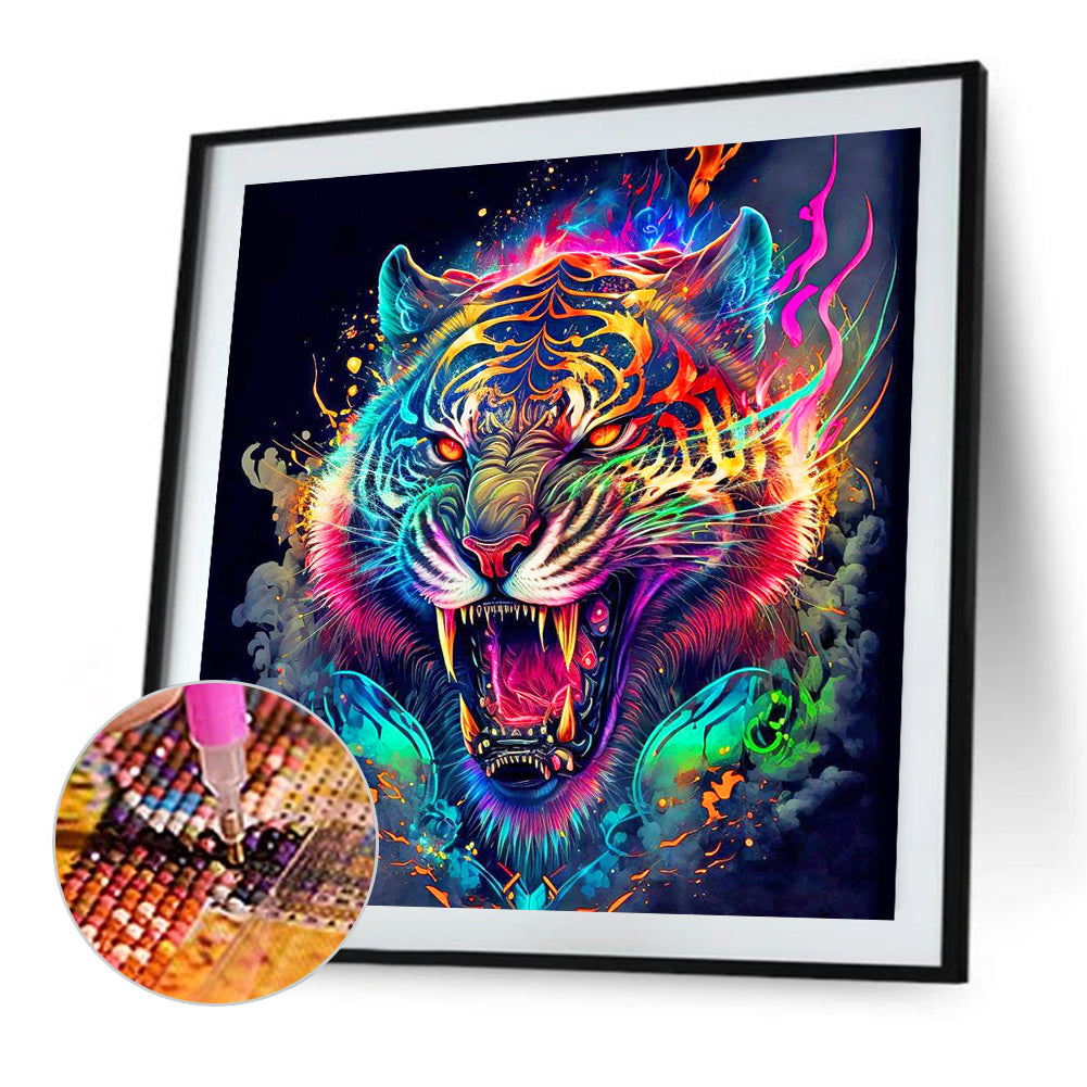 Roaring Tiger - Full Round Drill Diamond Painting 40*40CM