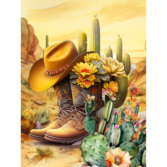 Boot Cactus - Full Round Drill Diamond Painting 30*40CM