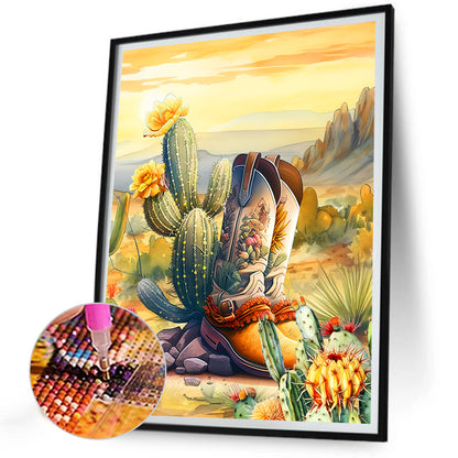 Boot Cactus - Full Round Drill Diamond Painting 30*40CM