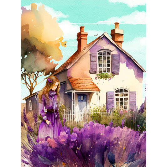 Lavender Cottage - Full Round Drill Diamond Painting 30*40CM