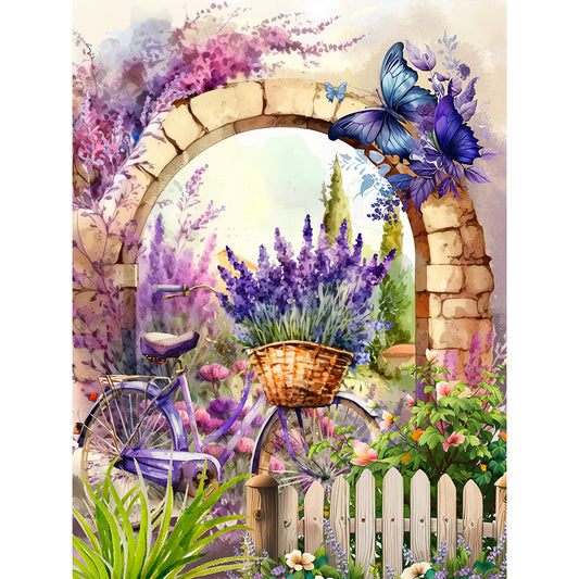 Lavender Cottage - Full Round Drill Diamond Painting 30*40CM