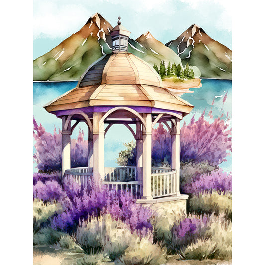 Lavender Cottage - Full Round Drill Diamond Painting 30*40CM