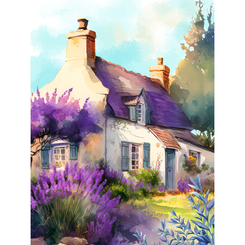 Lavender Cottage - Full Round Drill Diamond Painting 30*40CM