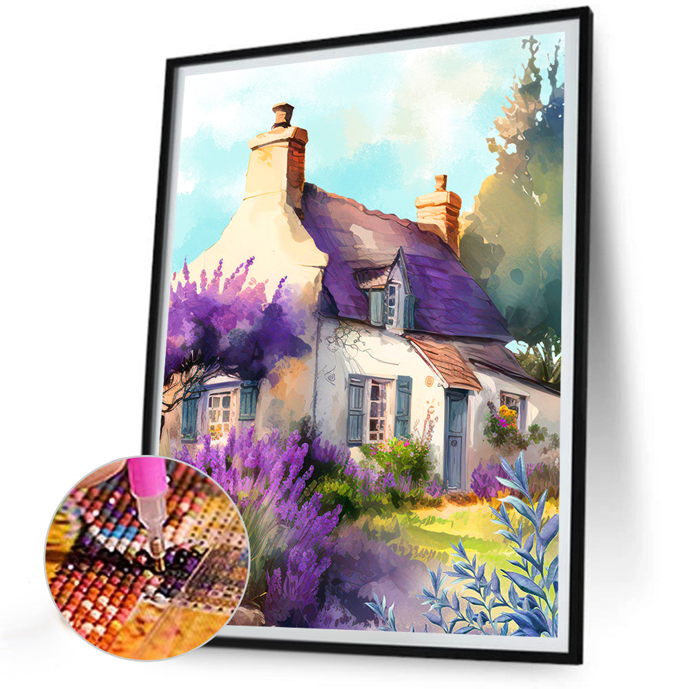 Lavender Cottage - Full Round Drill Diamond Painting 30*40CM