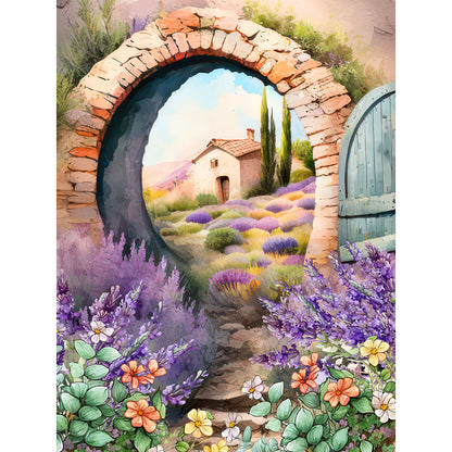 Lavender Cottage - Full Round Drill Diamond Painting 30*40CM