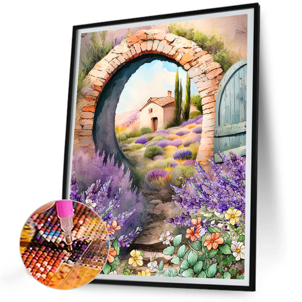 Lavender Cottage - Full Round Drill Diamond Painting 30*40CM