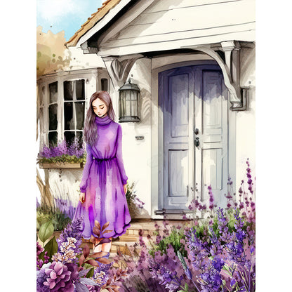 Lavender Cottage - Full Round Drill Diamond Painting 30*40CM