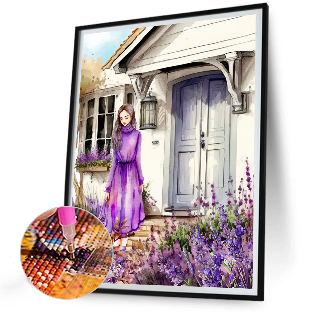 Lavender Cottage - Full Round Drill Diamond Painting 30*40CM