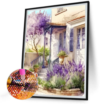 Lavender Cottage - Full Round Drill Diamond Painting 30*40CM