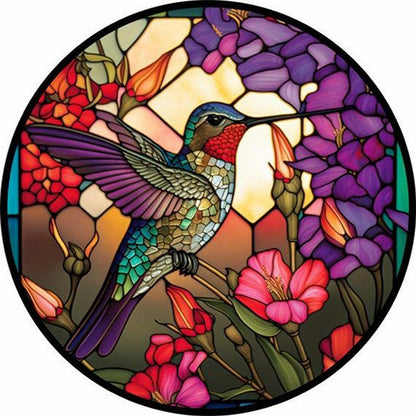 Round Plate Glass Painting Hummingbird - Full Round Drill Diamond Painting 35*35CM