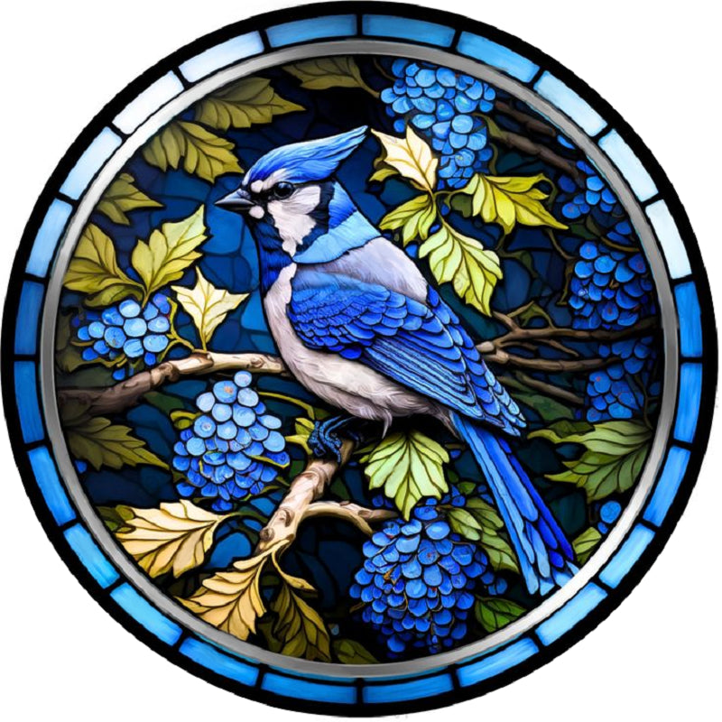 Round Plate Glass Painting Blue Bird - Full Round Drill Diamond Painting 35*35CM