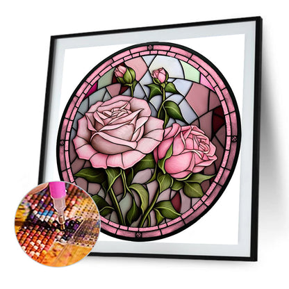 Round Plate Glass Painting Rose - Full Round Drill Diamond Painting 35*35CM