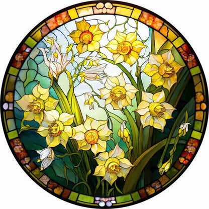 Frangipani Glass Painting - Full Round Drill Diamond Painting 35*35CM