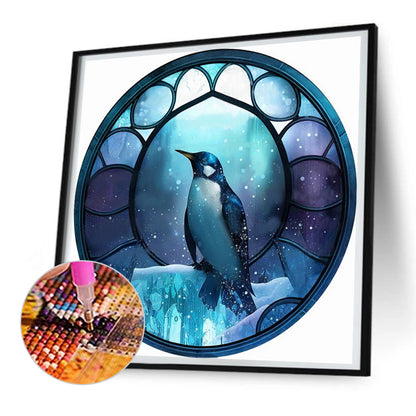 Round Plate Glass Painting Penguin - Full Round Drill Diamond Painting 30*30CM