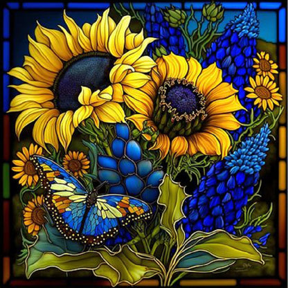 Stained Glass Sunflowers - Full Round Drill Diamond Painting 35*35CM