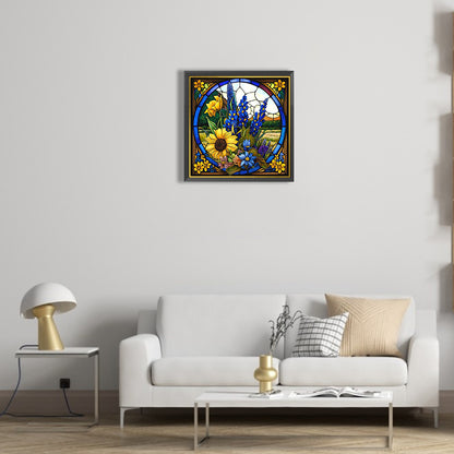 Stained Glass Sunflowers - Full Round Drill Diamond Painting 35*35CM