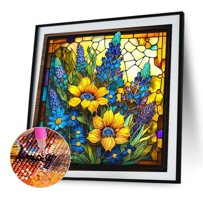 Stained Glass Sunflowers - Full Round Drill Diamond Painting 35*35CM