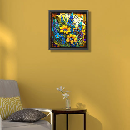 Stained Glass Sunflowers - Full Round Drill Diamond Painting 35*35CM