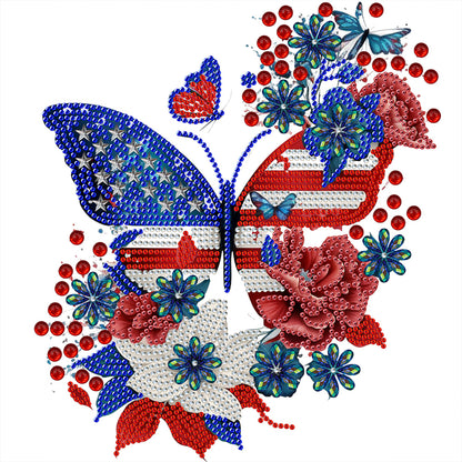 Independence Day Butterflies - Special Shaped Drill Diamond Painting 30*30CM