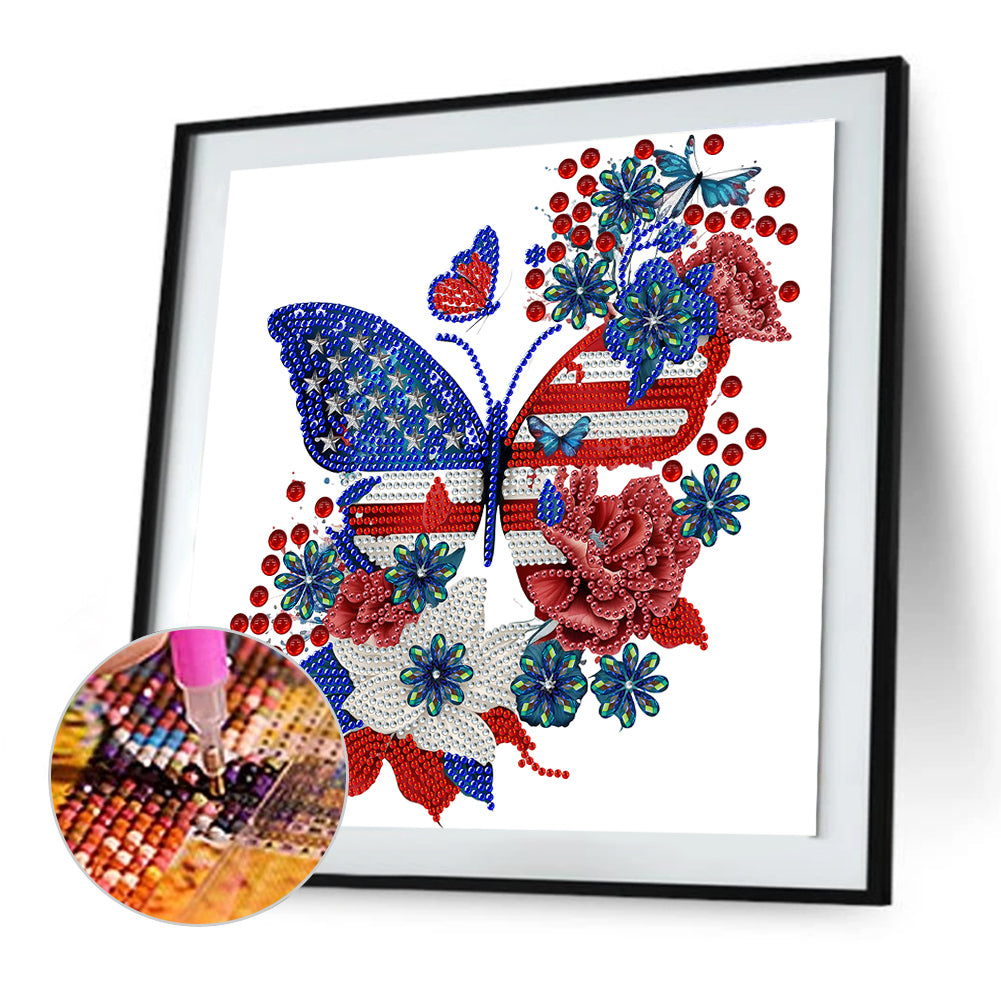 Independence Day Butterflies - Special Shaped Drill Diamond Painting 30*30CM