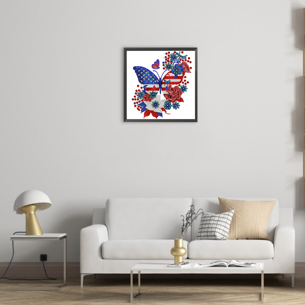 Independence Day Butterflies - Special Shaped Drill Diamond Painting 30*30CM