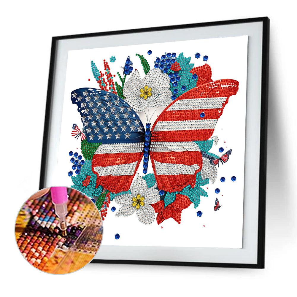 Independence Day Butterflies - Special Shaped Drill Diamond Painting 30*30CM