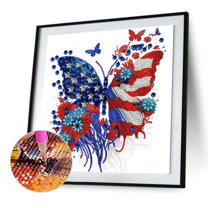 Independence Day Butterflies - Special Shaped Drill Diamond Painting 30*30CM