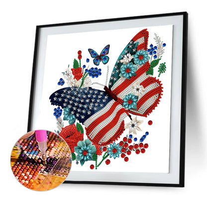 Independence Day Butterflies - Special Shaped Drill Diamond Painting 30*30CM