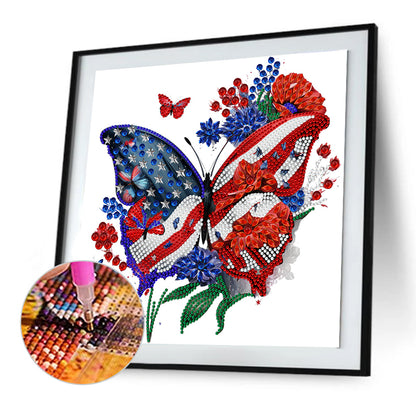 Independence Day Butterflies - Special Shaped Drill Diamond Painting 30*30CM