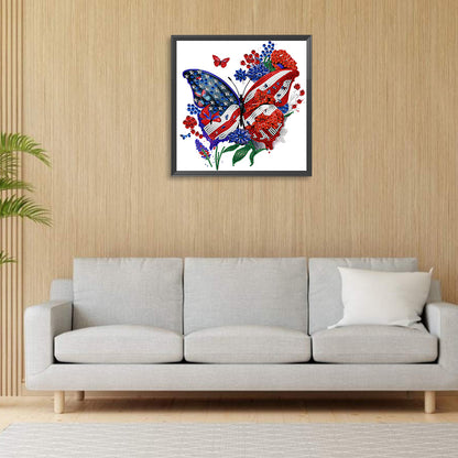 Independence Day Butterflies - Special Shaped Drill Diamond Painting 30*30CM