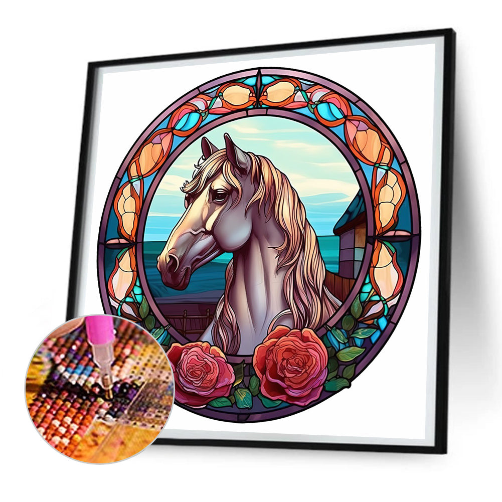 Horse Glass Painting - Full Round Drill Diamond Painting 30*30CM