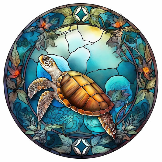 Animal Sea Turtle Glass Painting - Full Round Drill Diamond Painting 30*30CM