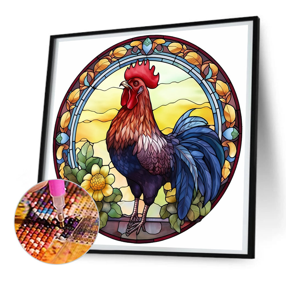 Animal Rooster Glass Painting - Full Round Drill Diamond Painting 30*30CM