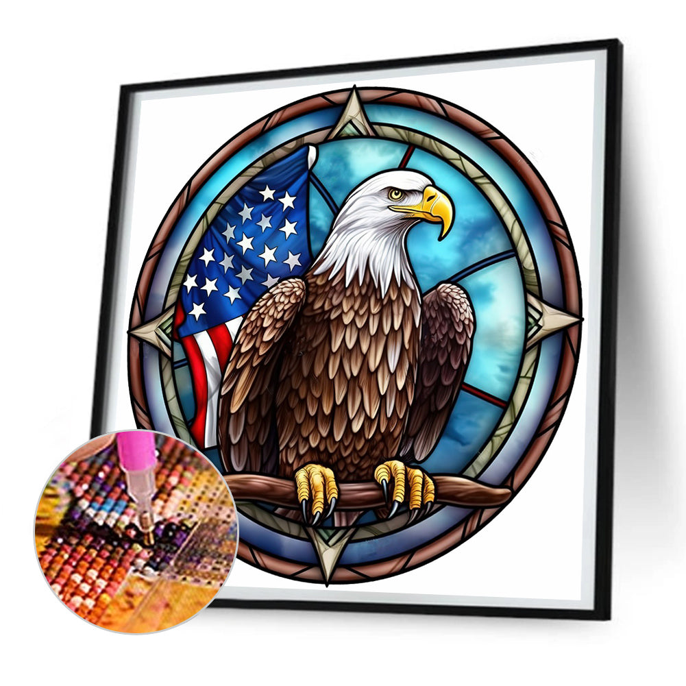 Animal Eagle Glass Painting - Full Round Drill Diamond Painting 30*30CM