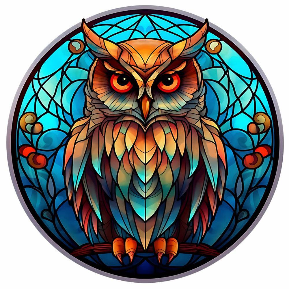 Animal Owl Glass Painting - Full Round Drill Diamond Painting 30*30CM