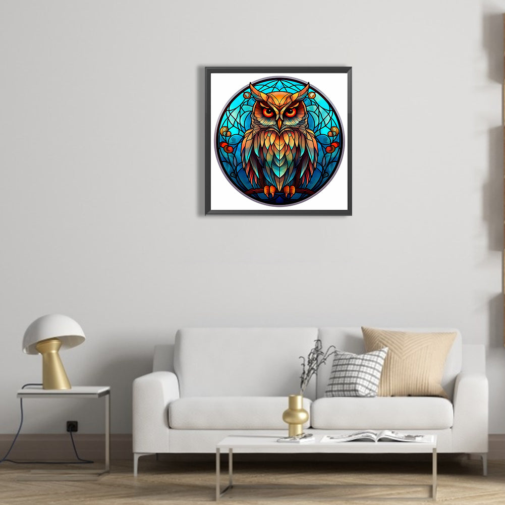 Animal Owl Glass Painting - Full Round Drill Diamond Painting 30*30CM