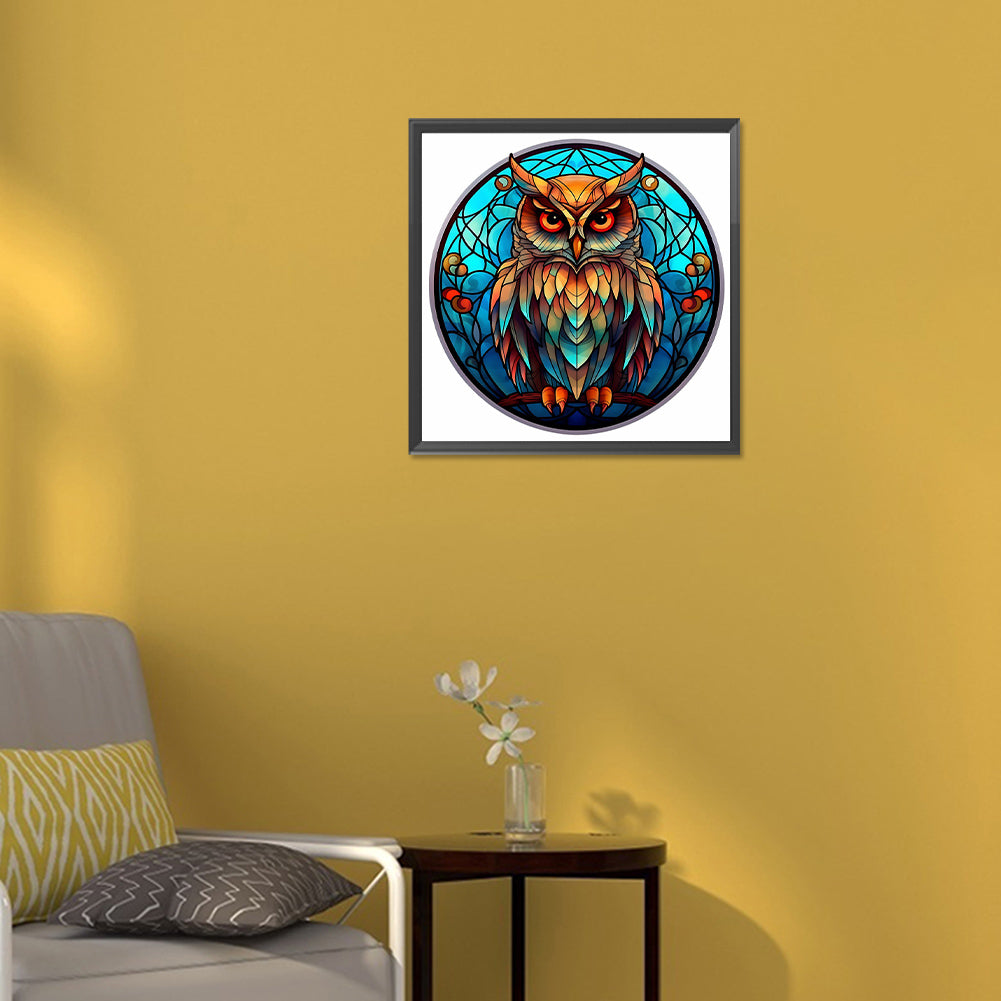 Animal Owl Glass Painting - Full Round Drill Diamond Painting 30*30CM