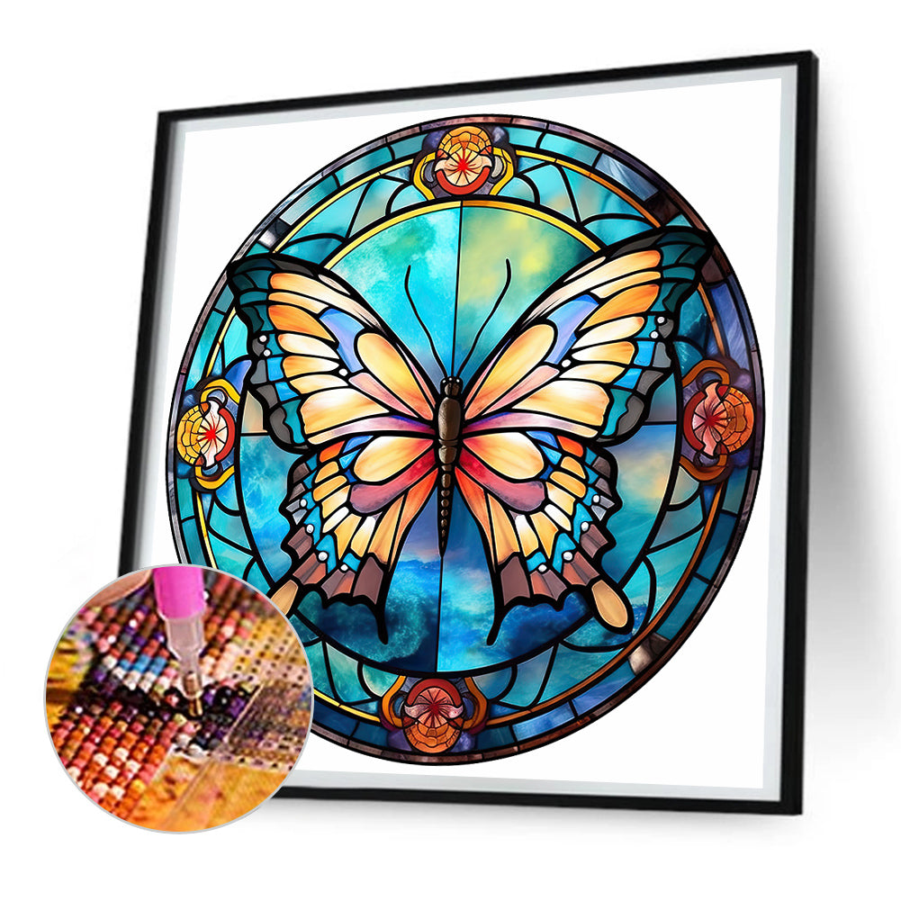 Butterfly Glass Painting - Full Round Drill Diamond Painting 30*30CM