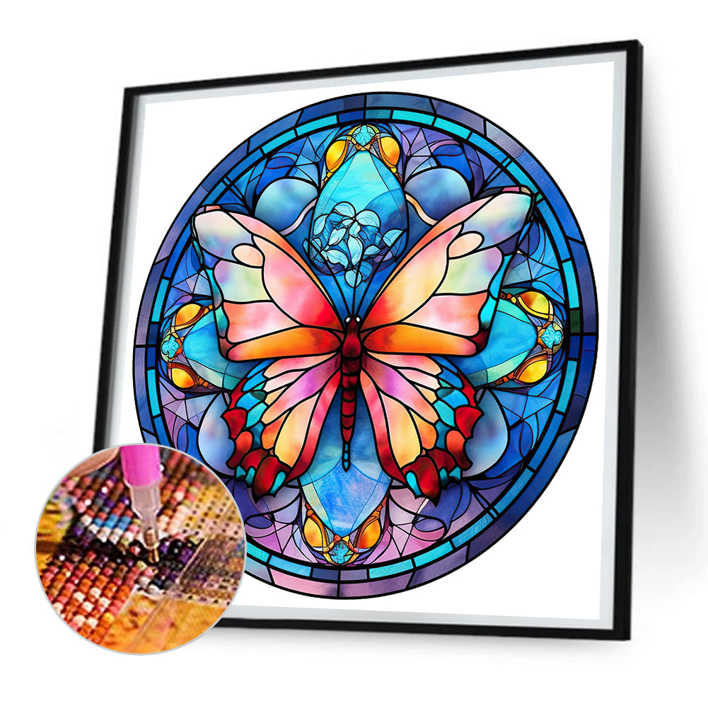 Butterfly Glass Painting - Full Round Drill Diamond Painting 30*30CM