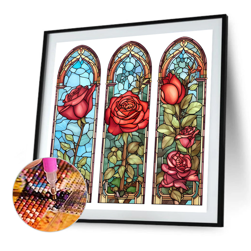 Rose Glass Painting - Full Round Drill Diamond Painting 40*40CM