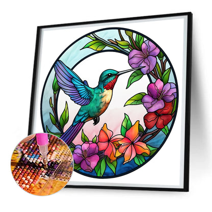 Animal Hummingbird Glass Painting - Full Round Drill Diamond Painting 30*30CM