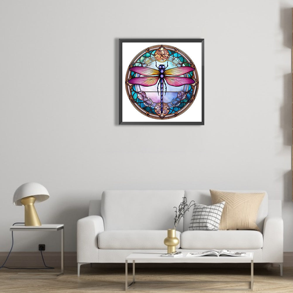 Animal Dragonfly Glass Painting - Full Round Drill Diamond Painting 30*30CM