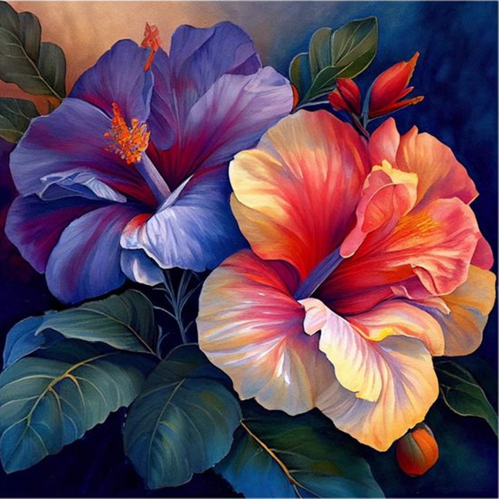 Hibiscus - Full Round Drill Diamond Painting 30*30CM